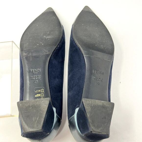 Fendi Leather Low Heel Flats Shoes Women IT 40 Pointed Toe Slip On Made in Italy - Picture 5 of 11